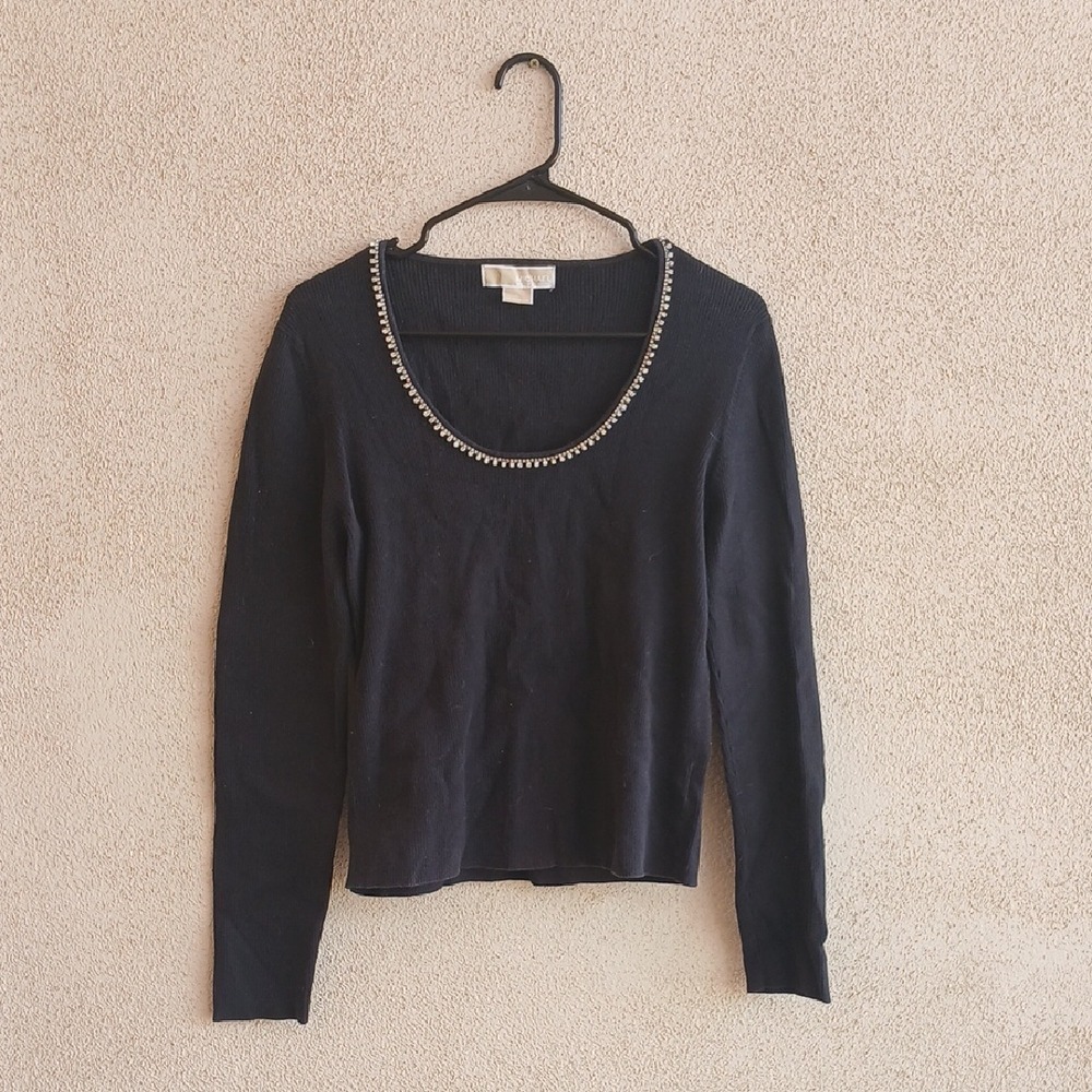Michael Kors Black Fitted Long Sleeve Tee
